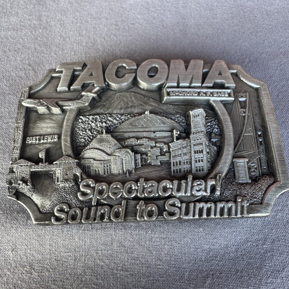 Tacoma Sound To Summit‎ 3D Pewter Metal Belt Buckle 1983 Siskiyou